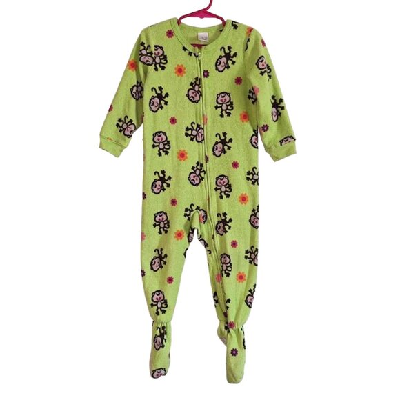 Toddler Size 3T Girls Monkey Pajamas, Footed Pjs, Jumping Beans - Picture 6 of 10